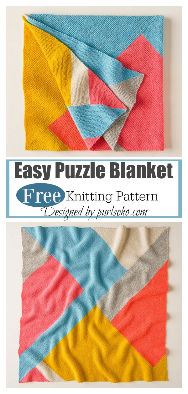 Easy Puzzle Blanket Free Knitting Pattern