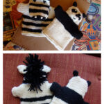 Panda and Zebra Hand Puppets Free Knitting Pattern