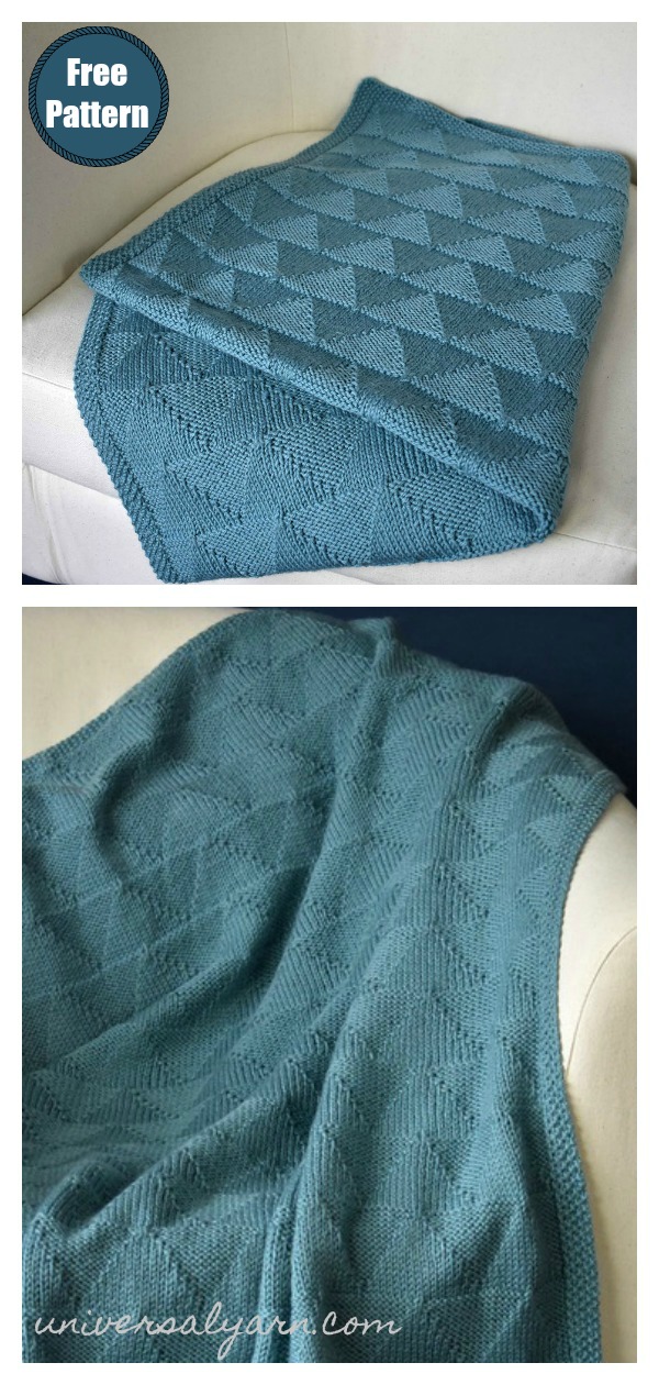 Purls and Triangles Blanket Free Knitting Pattern 