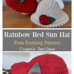 Rainbow Red Sun Hat Free Knitting Pattern