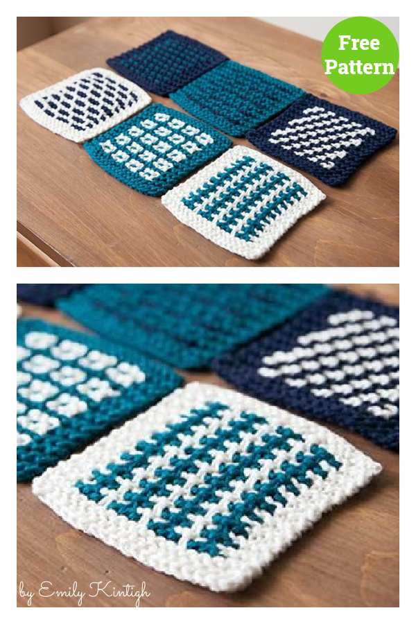 Slip Stitch Coasters Free Knitting Pattern 