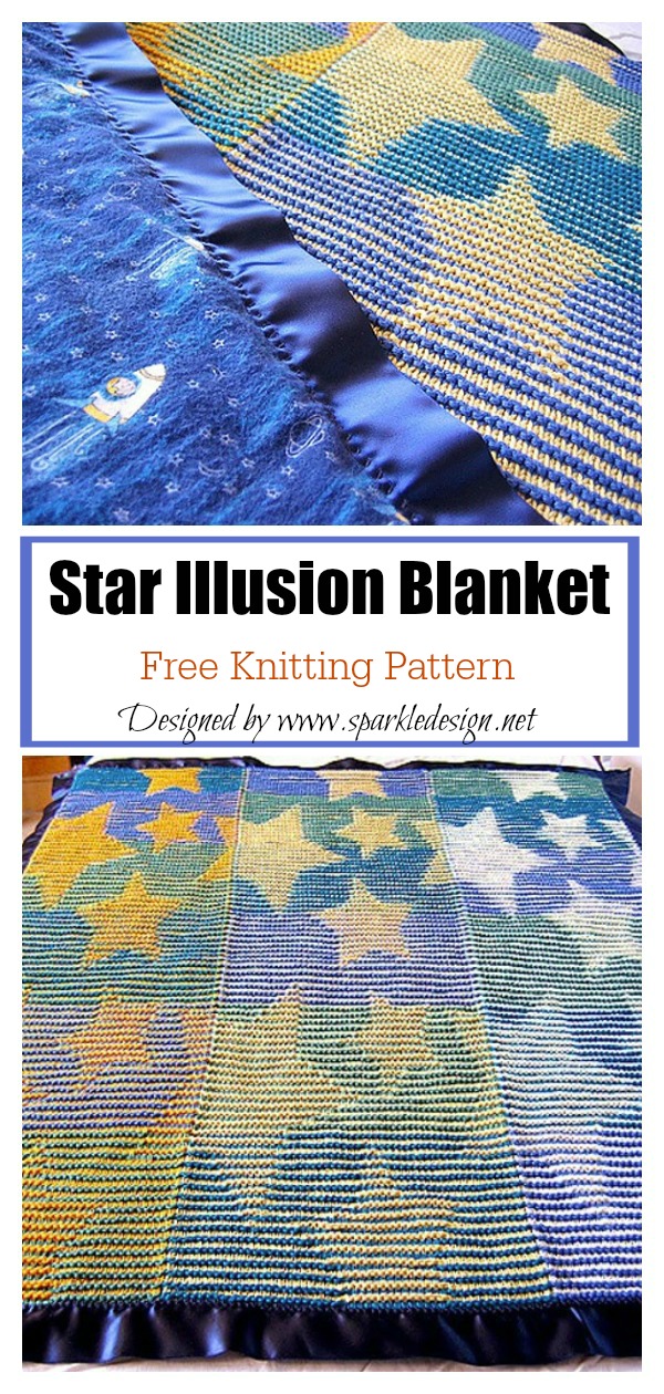 Star Illusion Blanket Free Knitting Pattern