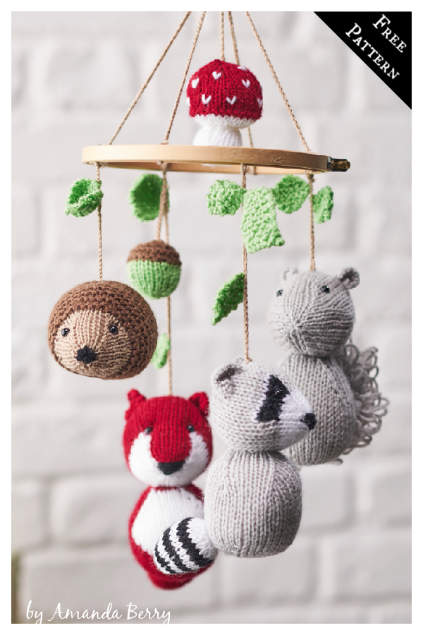 Woodland Tales Animal Baby Mobile Free Knitting Pattern