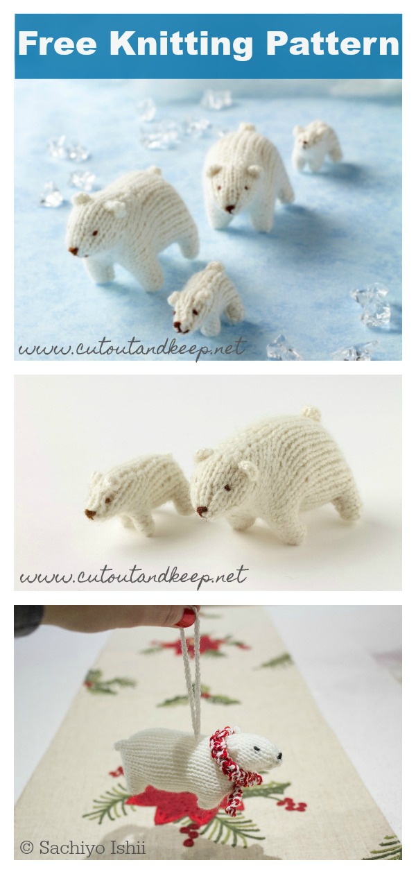 Amigurumi Polar Bear Toy or Ornaments Free Knitting Patterns