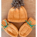 Baby Pumpkin Hat and Mitten Set Free Knitting Pattern