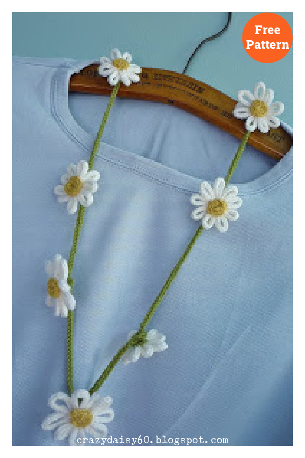 Daisy Flower Chain Necklace Free Knitting Pattern