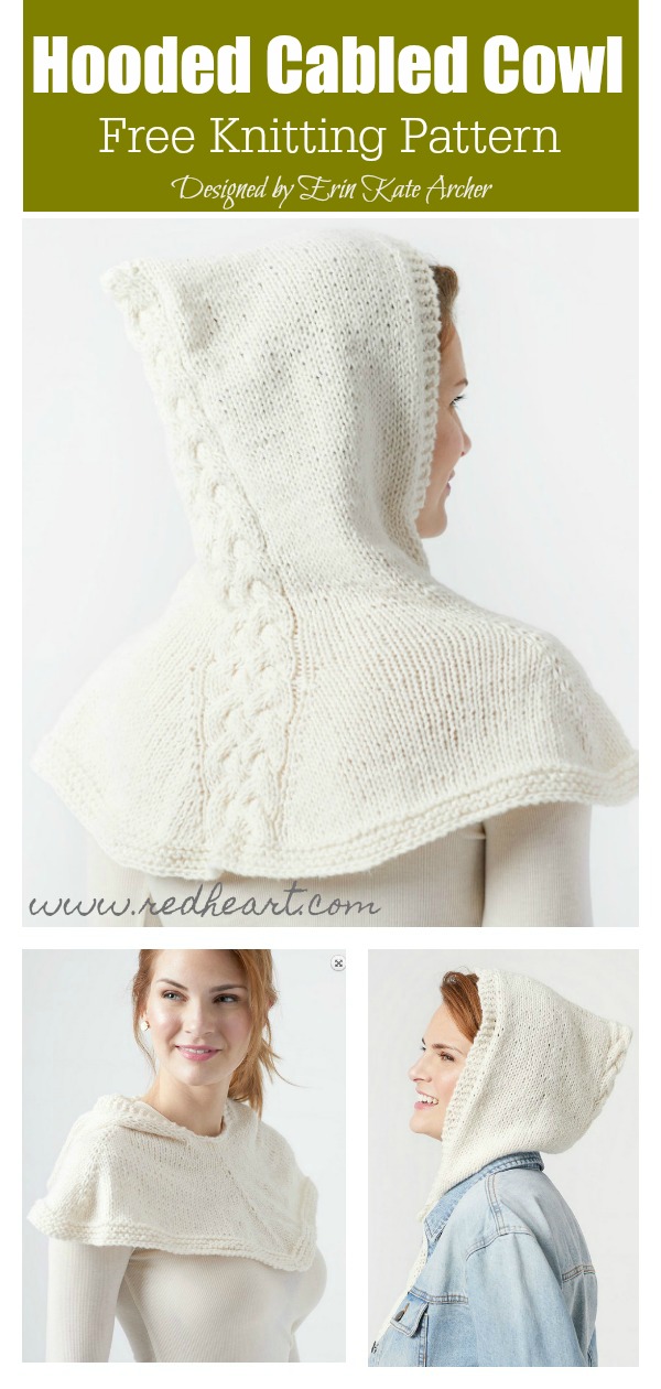 Hooded Cabled Cowl Free Knitting Pattern