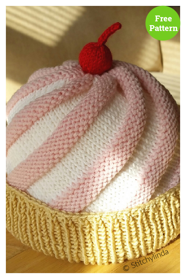 Ice Cream Sundae Cupcake Baby Hat Free Knitting Pattern 