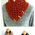 Knitted Celtic Cable Button Cowl