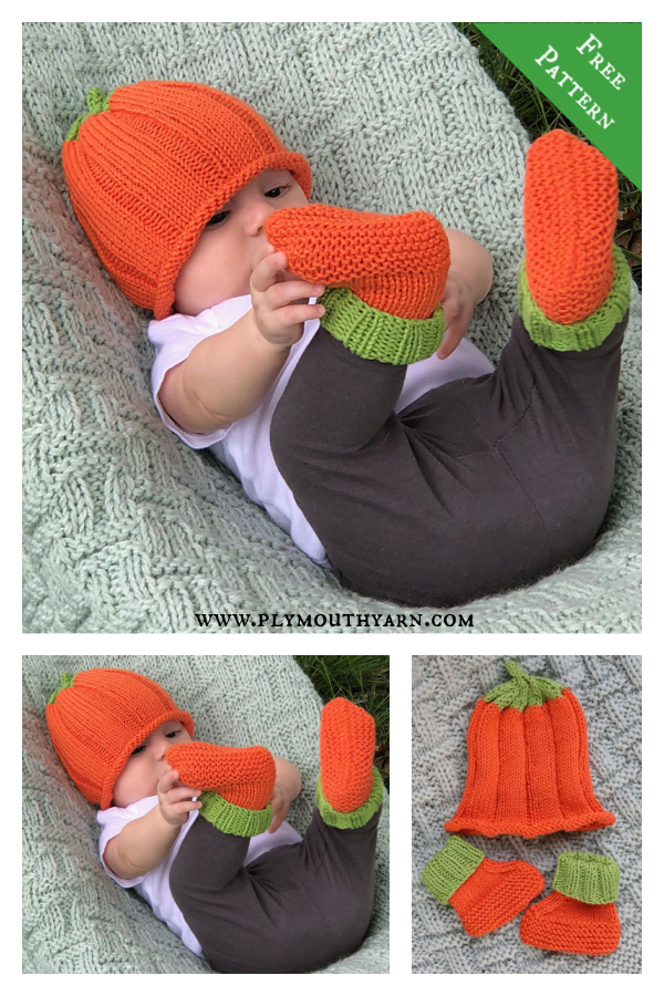 Pumpkin Hat & Booties Free Knitting Pattern