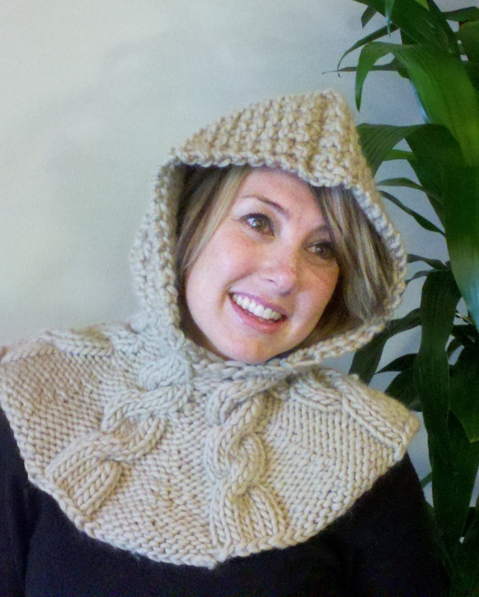 Hooded Cabled Cowl Free Knitting Pattern