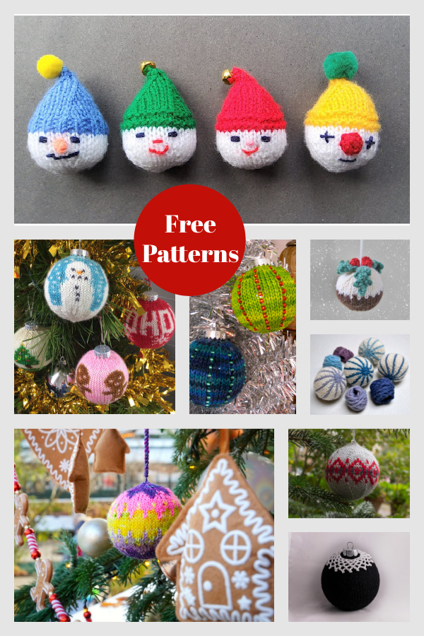 Christmas Ball Ornaments Free Knitting Pattern 