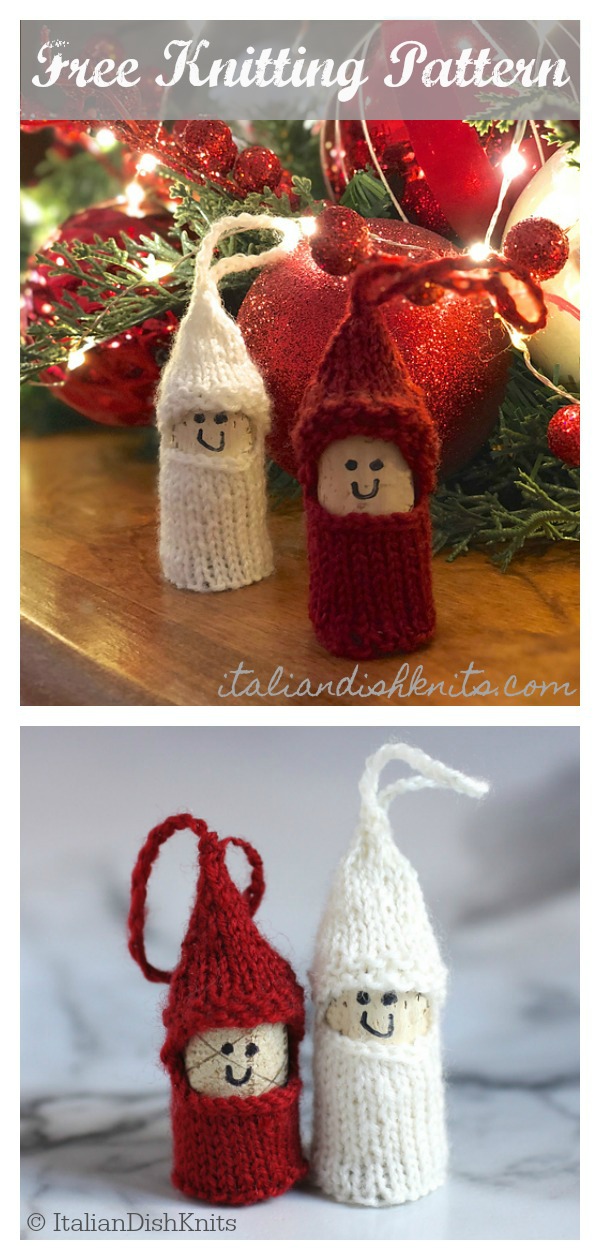 Christmas Cork Elves Free Knitting Pattern