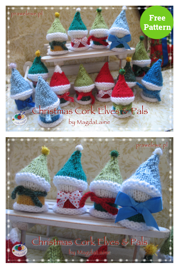 Christmas Cork Elves & Pals Free Knitting Pattern 