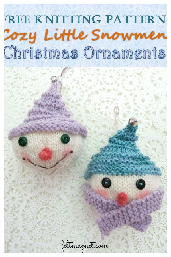 Cozy Snowman Christmas Ornaments Free Knitting Pattern 