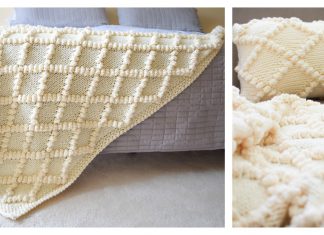 Diamond and Bobble Throw Free Knitting Pattern and Video Tutorial