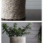 Herringbone Plant Pot Cozy Free Knitting Pattern