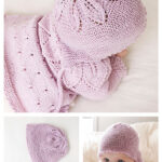 Pink Petals Baby Set Bonnet Hat Free Knitting Pattern