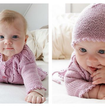 Pink Petals Baby Set Free Knitting Pattern