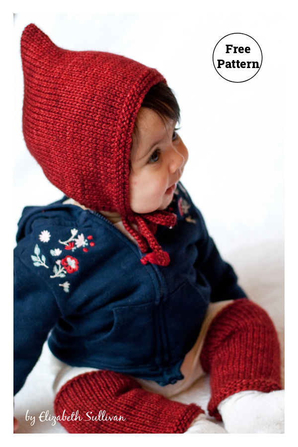 Pixie Bonnet Hat and Legwarmers Free Knitting Pattern