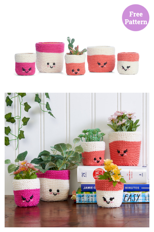 Plant Pals Pot Cozies Free Knitting Pattern