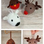 Rudolf and Friends Ornaments Free Knitting Pattern