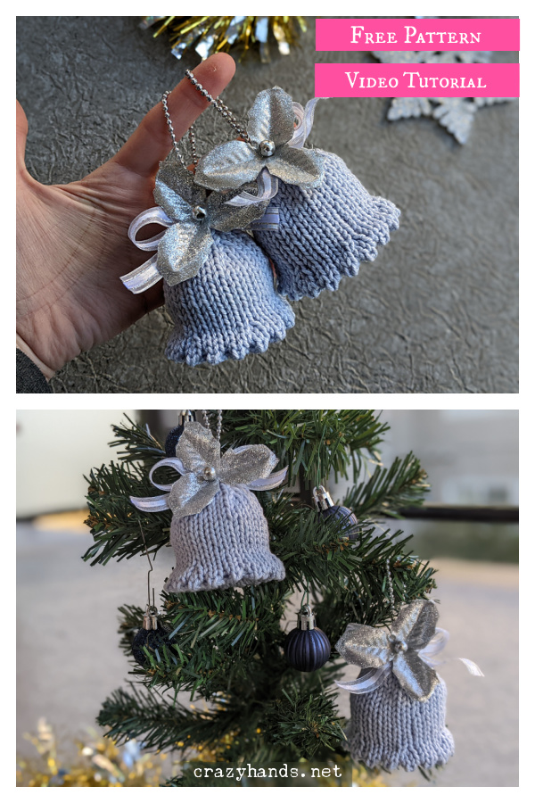 Christmas Bell Free Knitting Pattern and Video Tutorial