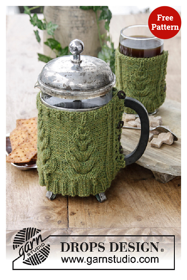 Christmas Brew Press Pot and Cup Cover Free Knitting Pattern