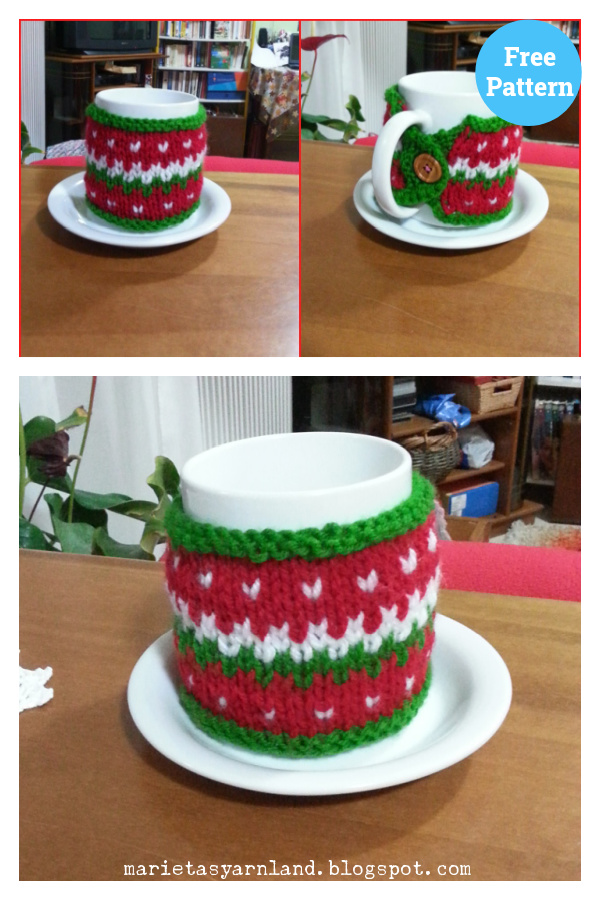 Christmas Cozy Mug Free Knitting Pattern 