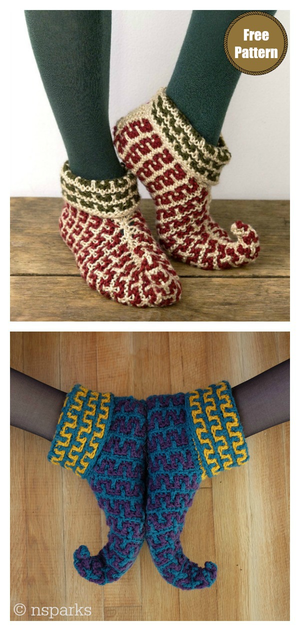 Knitted elf slippers sale