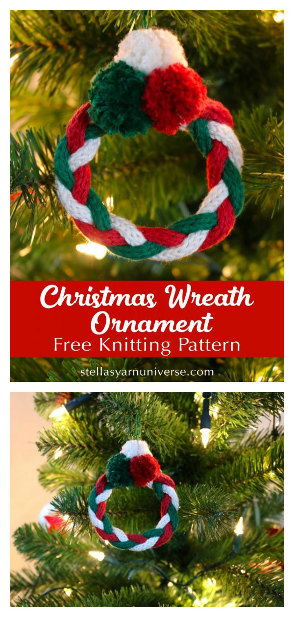 Christmas Tree Wreath Ornament Free Knitting Pattern