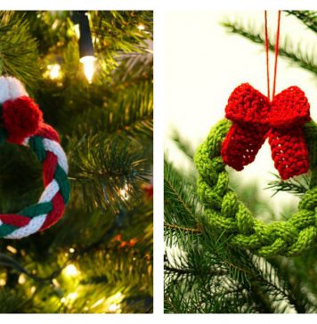 Cute Little Christmas Tree Wreath Free Knitting Pattern