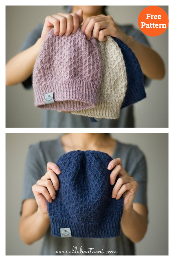 Dot Stitch Beanie Hat Free Knitting Pattern