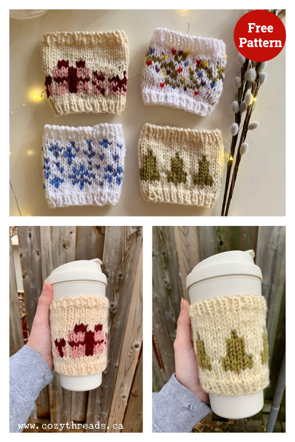 Holiday Coffee Sleeves Free Knitting Pattern