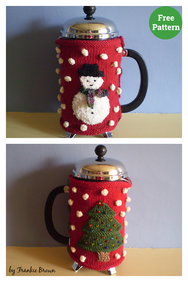 Let It Snow Coffee Cozy Free Knitting Pattern