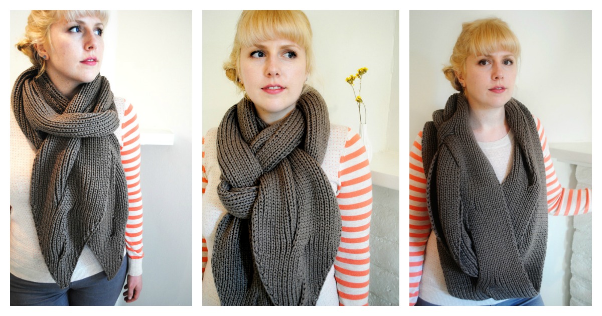 Open Cable Reversible Scarf Free Knitting Pattern
