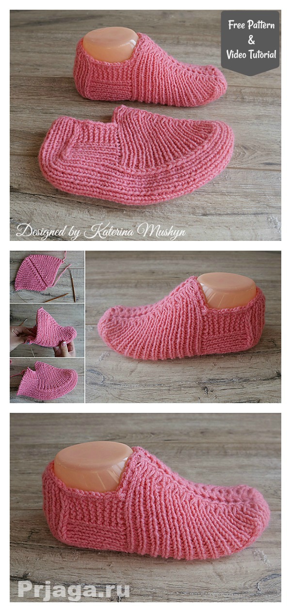 Seamless Slippers Free Knitting Pattern and Video Tutorial 