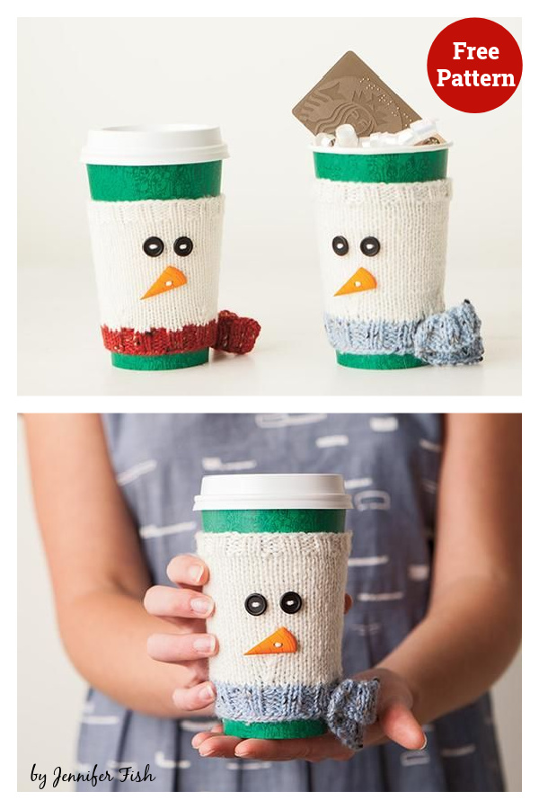 Snowman Chill Chaser Cup Cozy Free Knitting Pattern