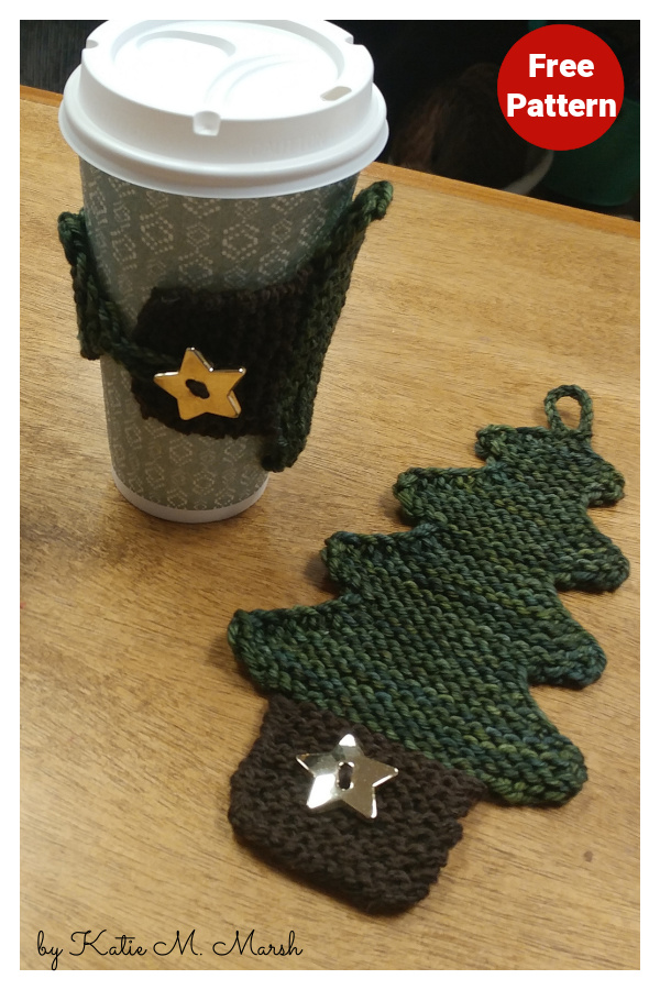 Tree Cup Cozy Free Knitting Pattern