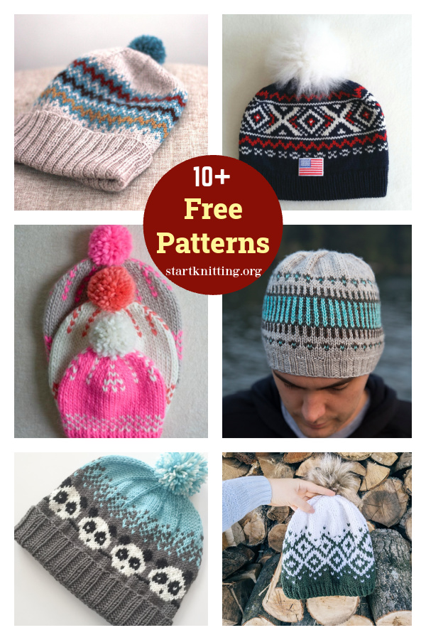 10+ Fair Isle Hat Free Knitting Pattern 