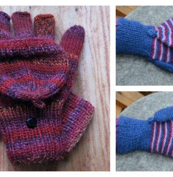 2 in 1 Fingerless Gloves & Mittens Free Knitting Pattern