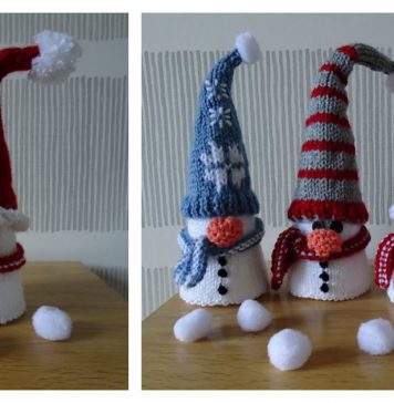 Christmas Cone Snowman Free Knitting Pattern