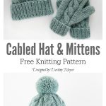 Classic Cabled Hat and Mittens Free Knitting Pattern