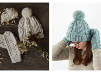 Classic Cabled Hat and Mittens Free Knitting Pattern