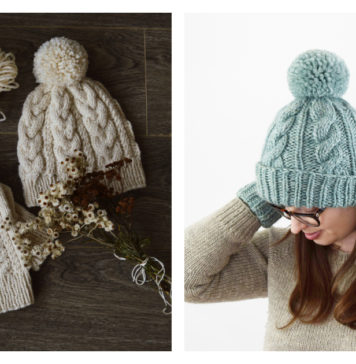 Classic Cabled Hat and Mittens Free Knitting Pattern