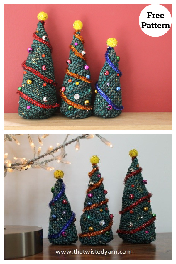 Easy Christmas Trees Free Knitting Pattern