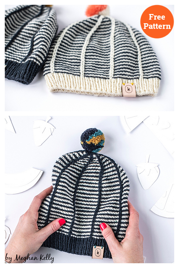 Fancy Striped Hat Free Knitting Pattern 