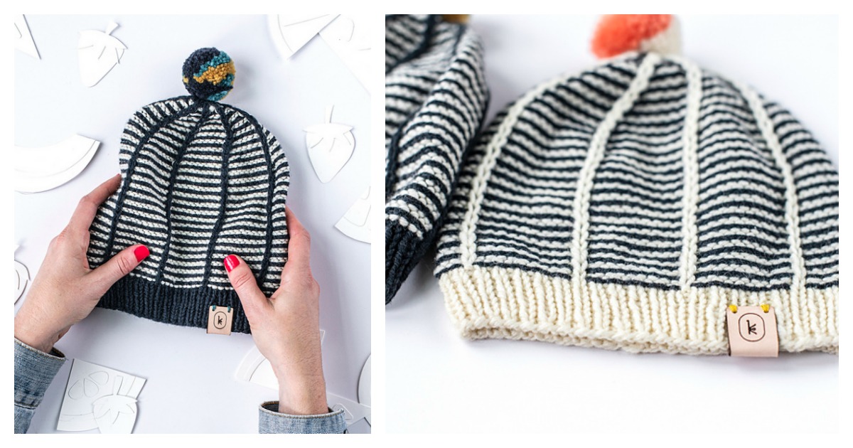 Fancy Striped Hat Free Knitting Pattern