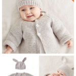 Garter Stitch Baby Jacket Set Free Knitting Pattern