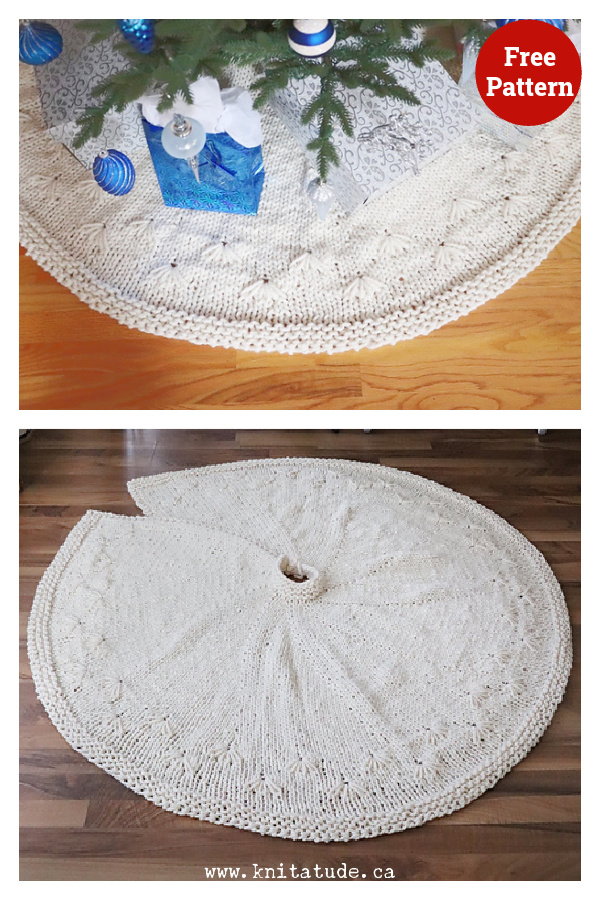 Snowbell Christmas Tree Skirt Free Knitting Pattern 